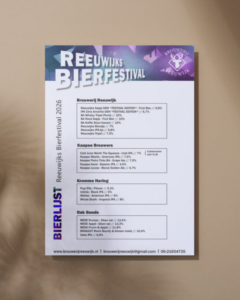 bierlijst voor het reeuwijks bierfestival 2026